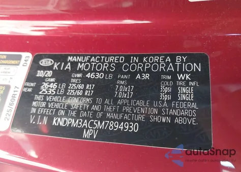 2021 Kia Sportage Lx из США, поврежденный, VIN KNDPM3AC5M7894930